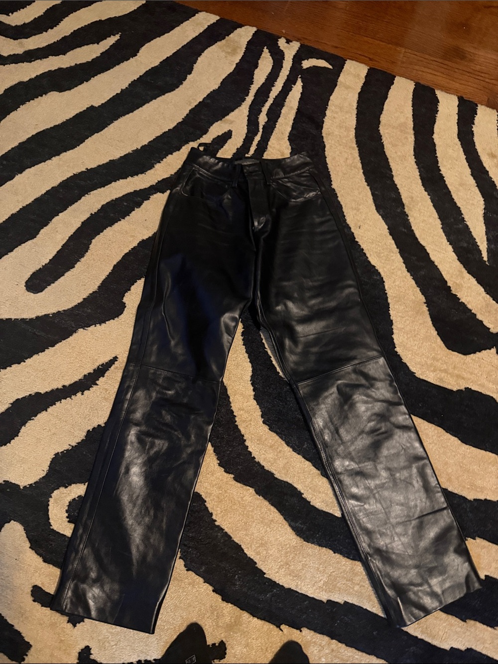 Womens Black Leather Pants - Classic Straight Leg